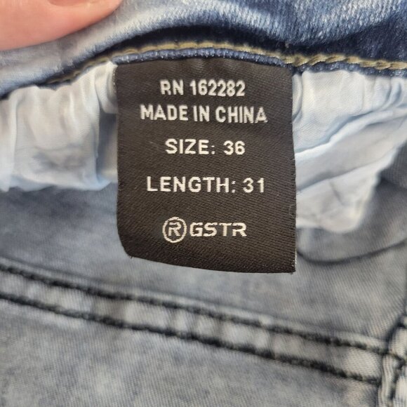 R GSTR Acid Wash Jeans Mens (Actual 33x30) Stretch Distressed Grunge Streetwear - Picture 12 of 13